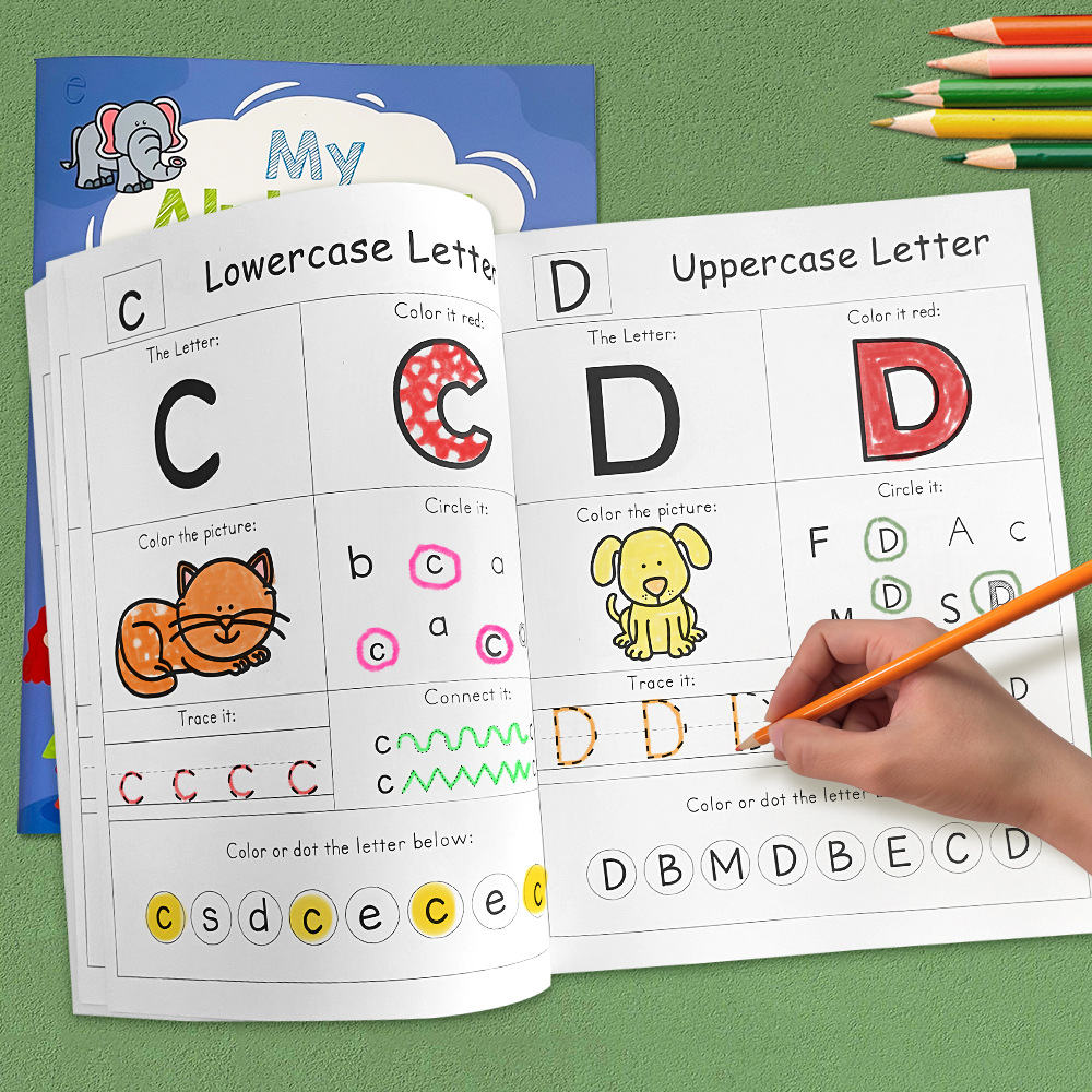Learning Workbook Preschool - 54 صفحة حروف A-Z الأبجدية الصوتي