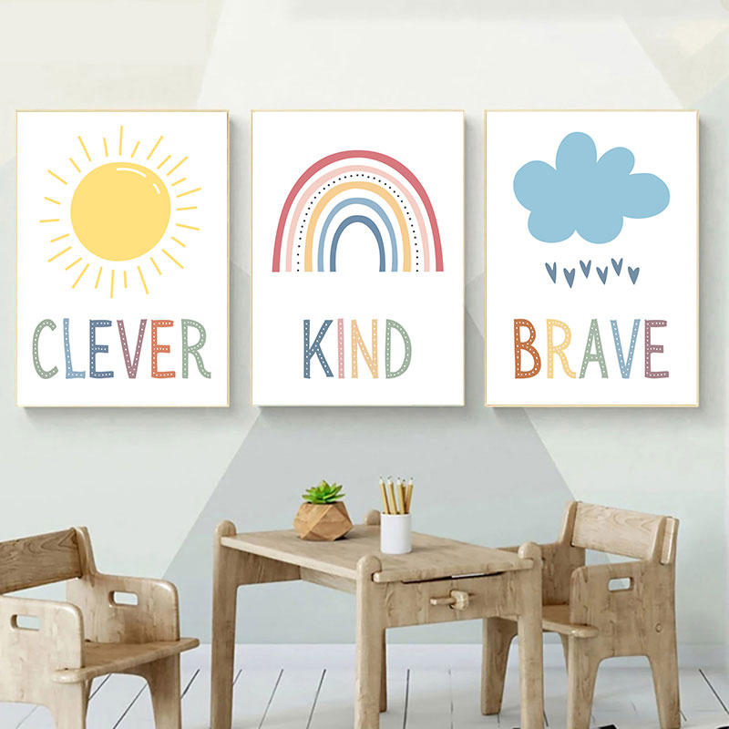 Kids Education Quote - لوحة فنية قماشية لطيفة بتصميم الشمس