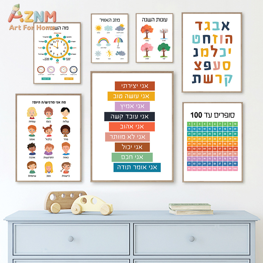Kids Education Quote - لوحة فنية تعليمية عبرية من AZNM