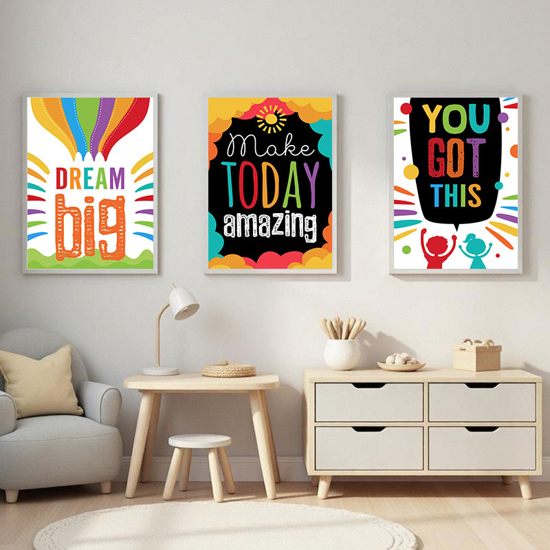 Kids Education Quote - الملونة لطيف حلم يقتبس كبيرة قماش