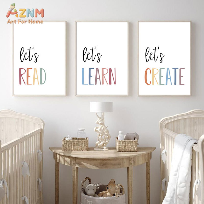 لوحة جدارية قماشية من AZNM بتص - مراجعة Kids Education Quote وسعره