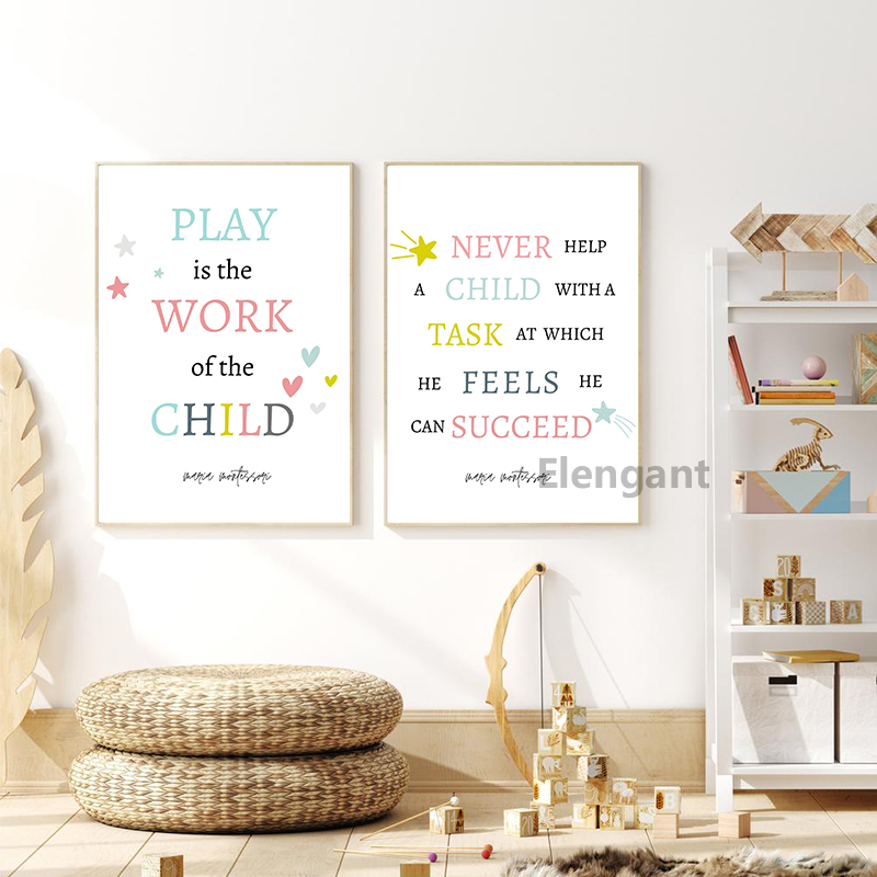 اللعب هي عمل الطفل إقتباس الفن - مراجعة Kids Education Quote وسعره