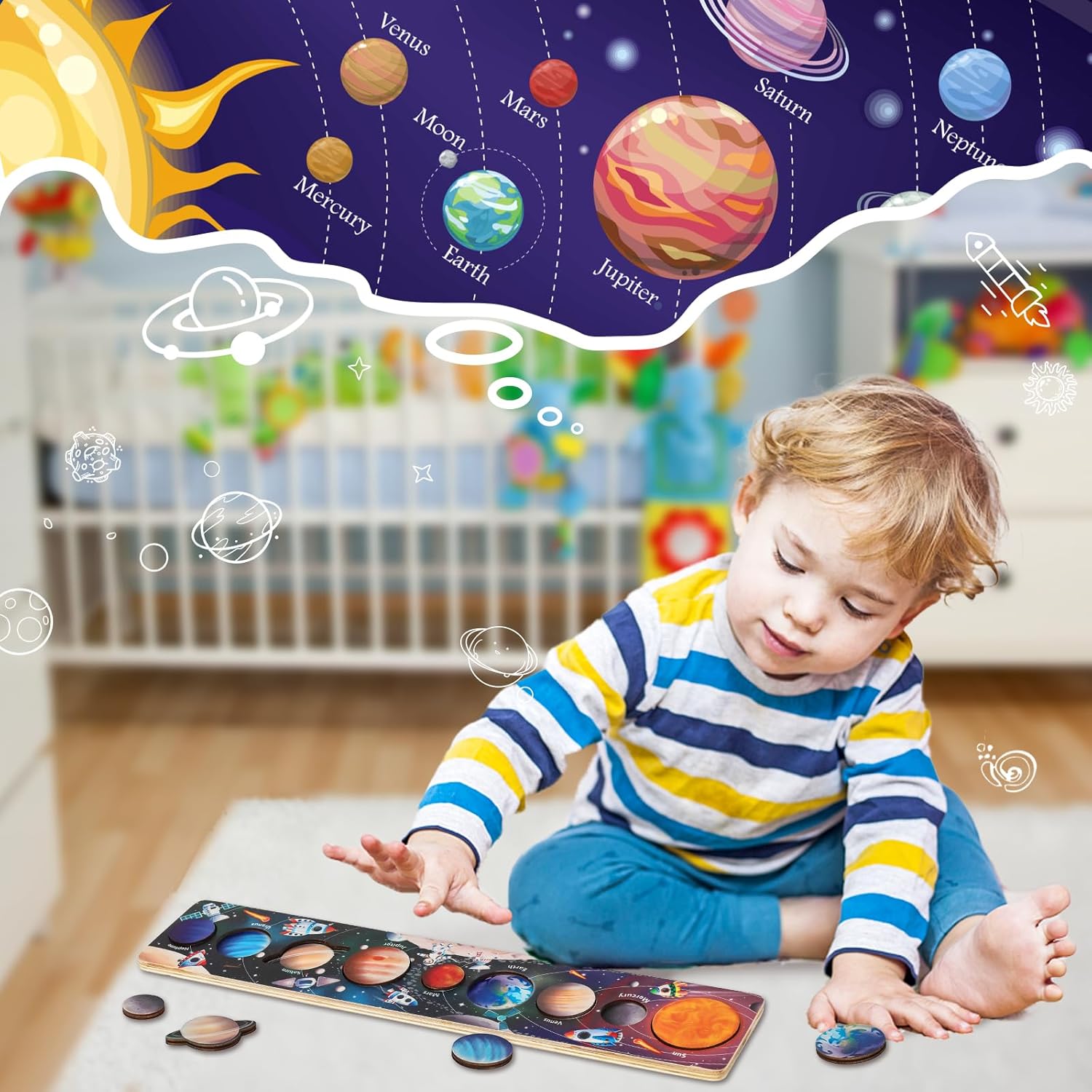 الأطفال خشبية الفضاء كوكب الأل - مراجعة Solar System Model وسعره