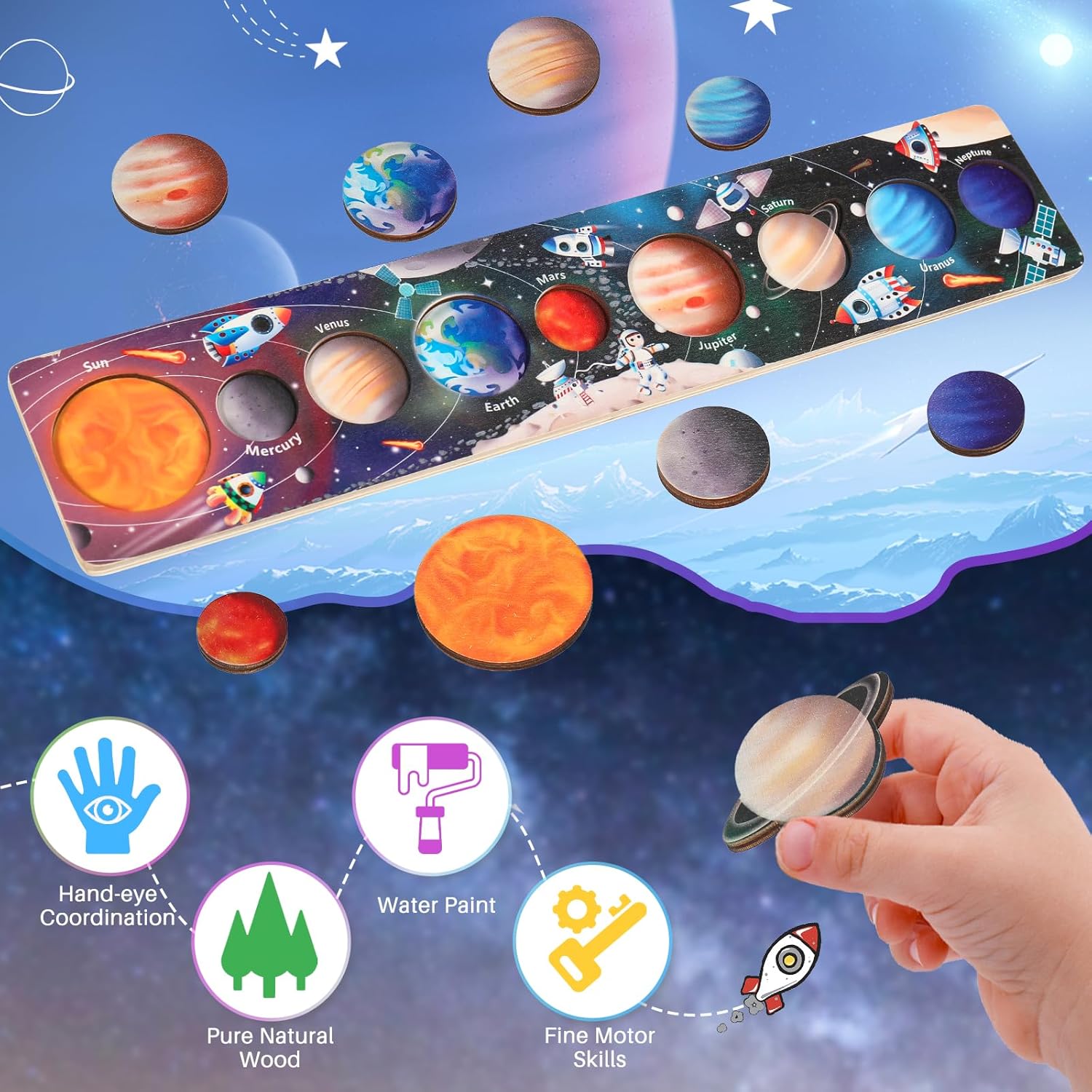الأطفال خشبية الفضاء كوكب الأل - مراجعة Solar System Model وسعره