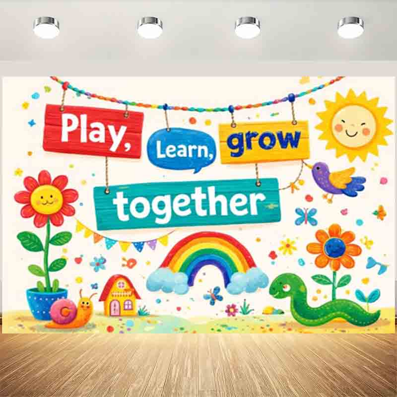 العب وتعلم وانمِ معًا خلفية تص - مراجعة Kids Education Banner وسعره