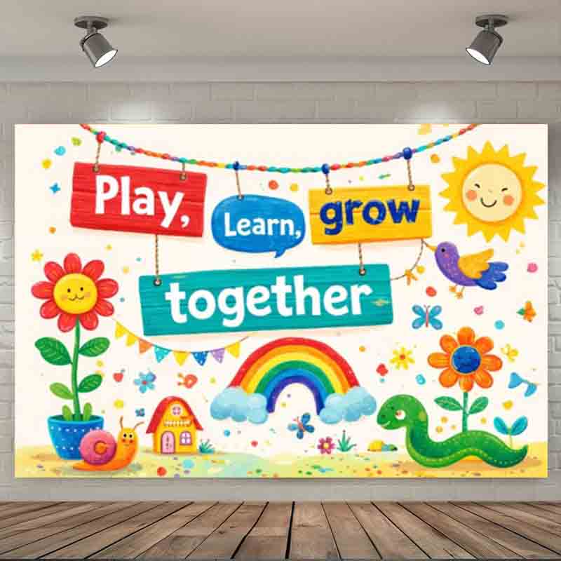 العب وتعلم وانمِ معًا خلفية تص - مراجعة Kids Education Banner وسعره