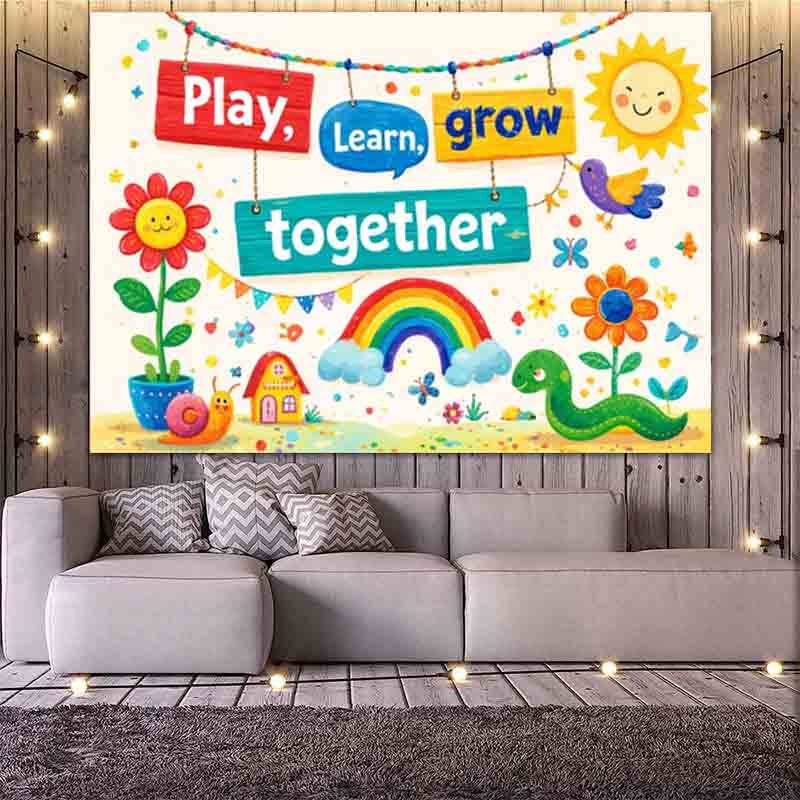 العب وتعلم وانمِ معًا خلفية تص - مراجعة Kids Education Banner وسعره