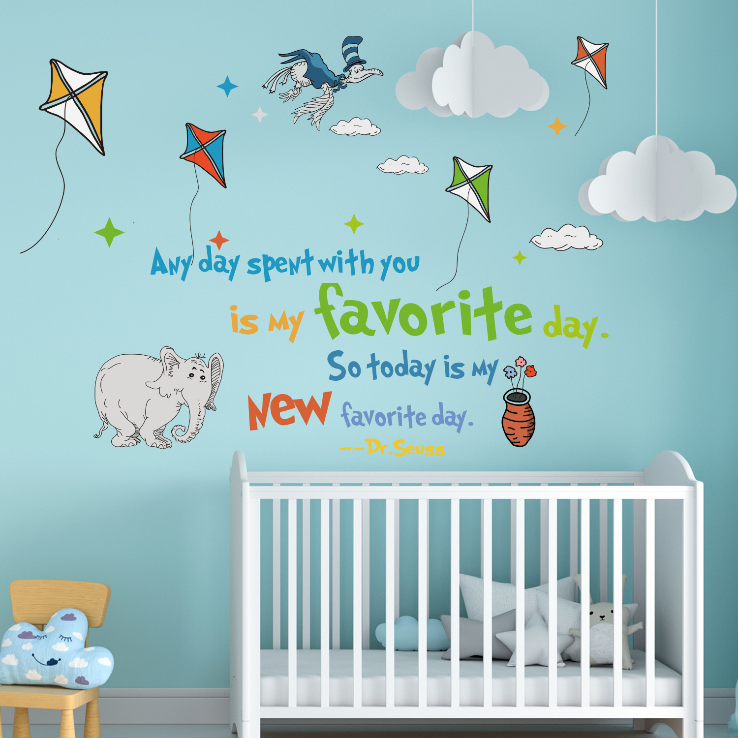 ملصقات حائط dr Seuss ملونة ، ا - مراجعة Kids Education Quote وسعره